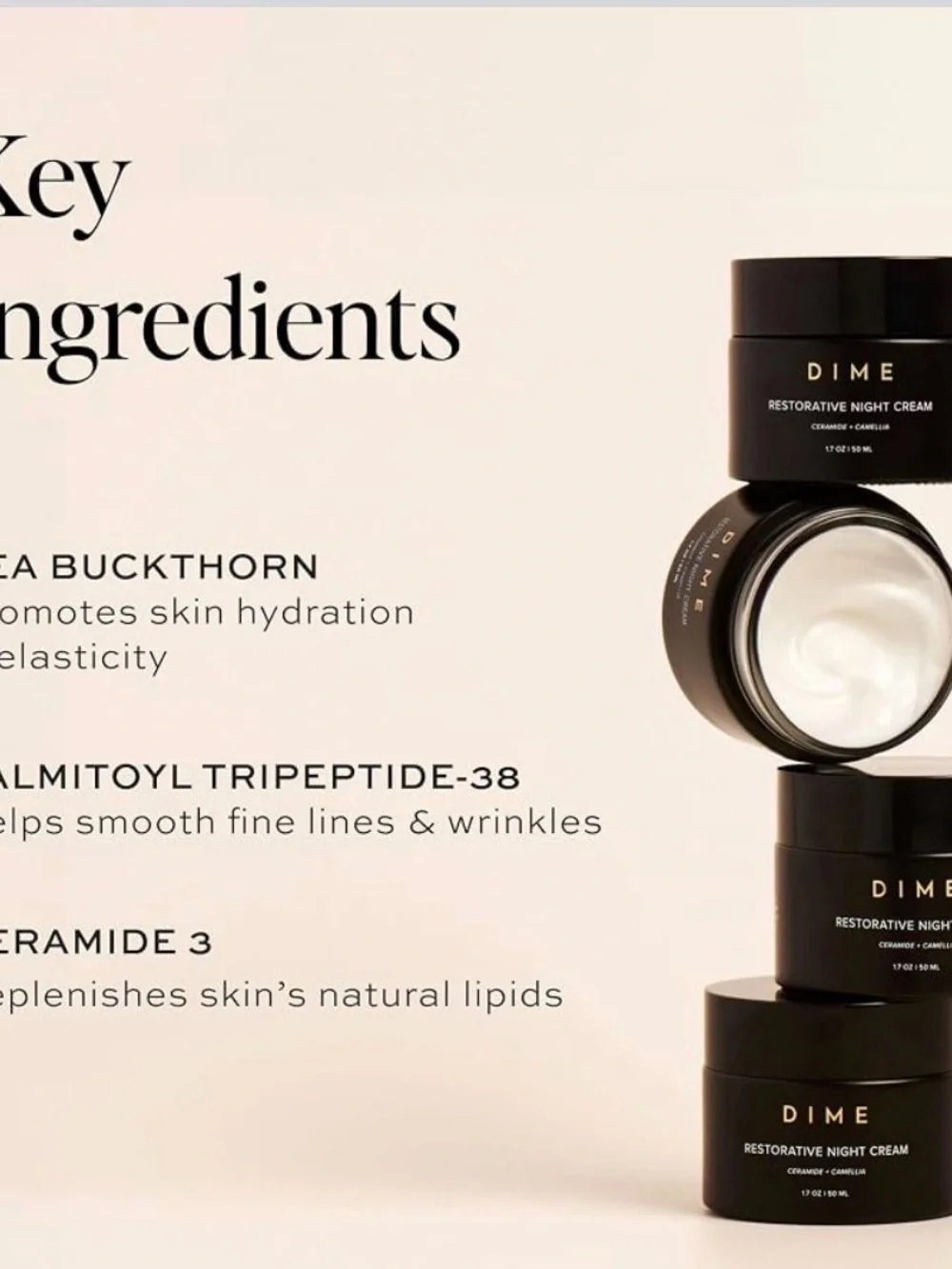 New  DIME RESTORATIVE NIGHT CREAM - Black - Ceramide + Camellia